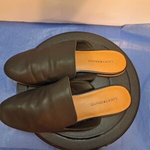 Lucky Brand Women's Dark Brown Leather Mules